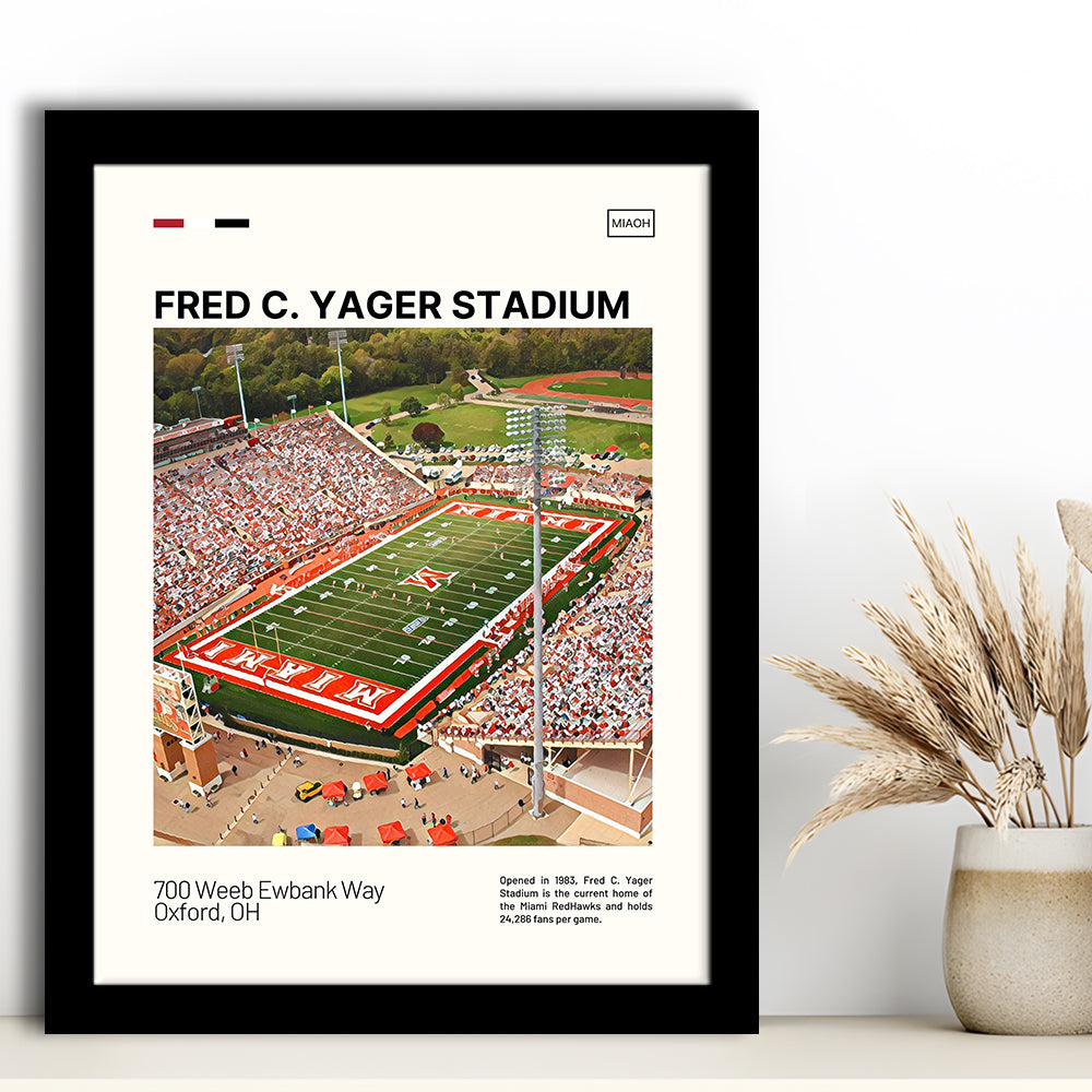 Fred C. Yager Stadium Print, Miami RedHawks Stadium Art, Gifts for him, Sport Art, Framed Art Print Wall Decor