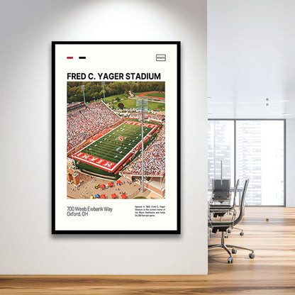 Fred C. Yager Stadium Print, Miami RedHawks Stadium Art, Gifts for him, Sport Art, Framed Art Print Wall Decor