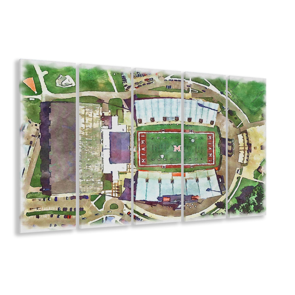 Fred C Yager Painting Stadium Watercolor, Oxford Ohio Watercolor, Sport Art, Extra Large Canvas Print Wall Art