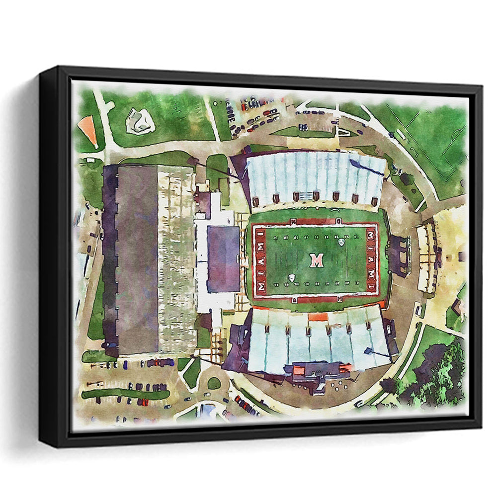 Fred C Yager Painting Stadium Watercolor, Oxford Ohio Watercolor, Sport Gift Art, Framed Canvas Print Wall Art