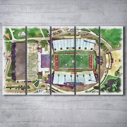 Fred C Yager Painting Stadium Watercolor, Oxford Ohio Watercolor, Sport Art, Extra Large Canvas Print Wall Art