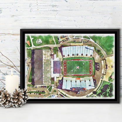 Fred C Yager Painting Stadium Watercolor, Oxford Ohio Watercolor, Sport Gift Art, Framed Canvas Print Wall Art
