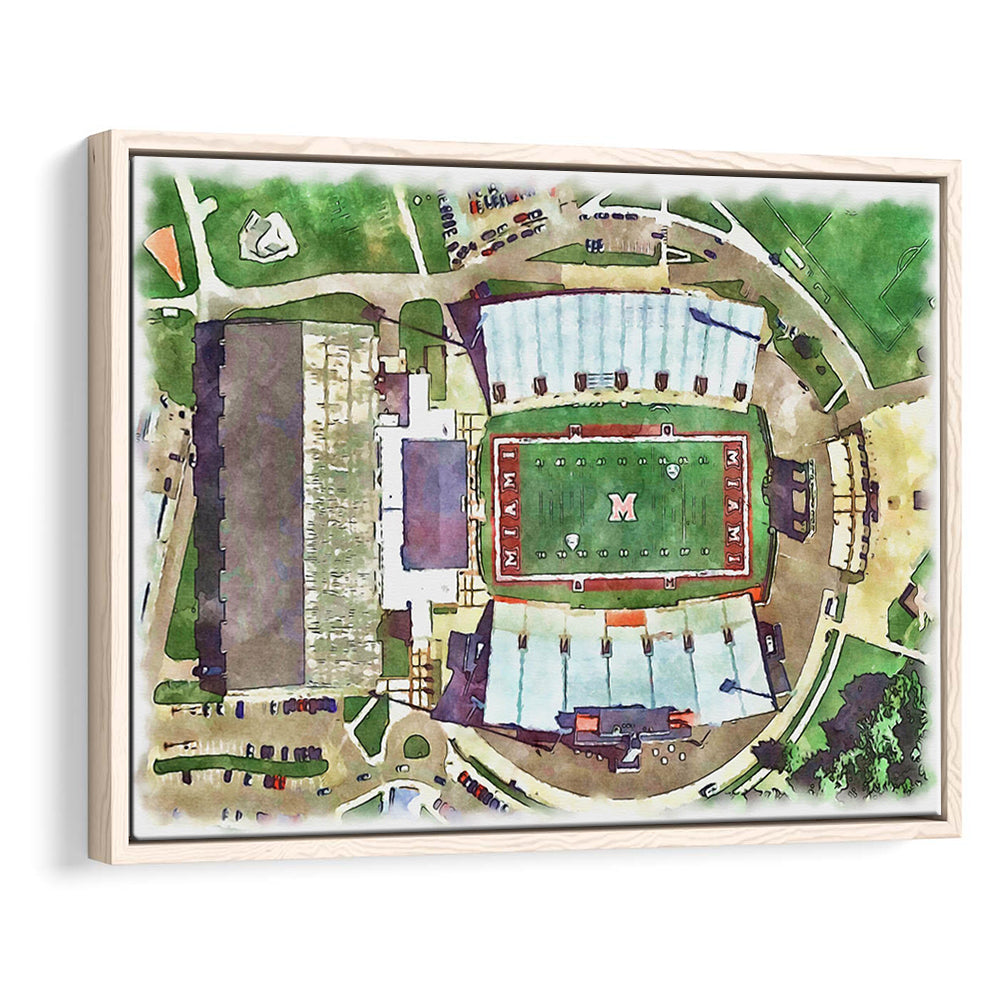 Fred C Yager Painting Stadium Watercolor, Oxford Ohio Watercolor, Sport Gift Art, Framed Canvas Print Wall Art