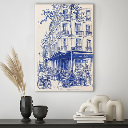 French Cafe Watercolor, Paris Cityscape Watercolor Art Print, French Kitchen Prints, Travel Sketch, Canvas Print, Canvas Decor