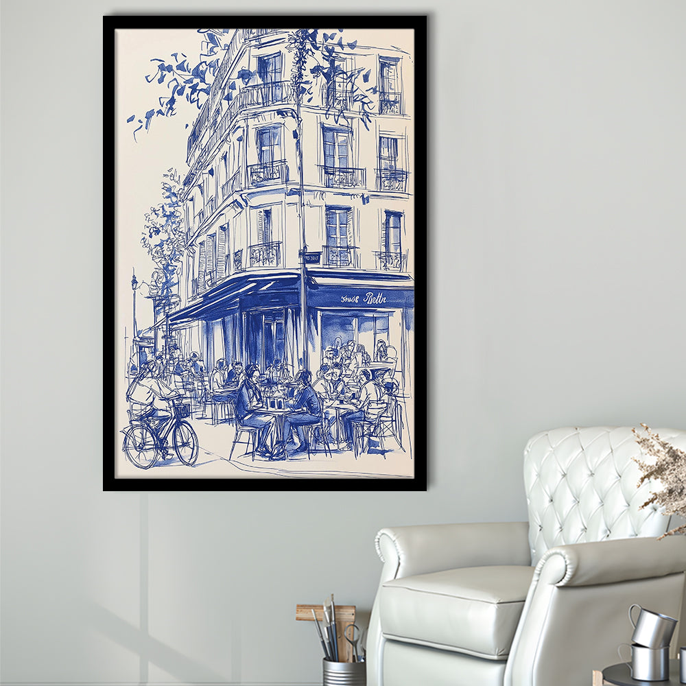 French Cafe Watercolor, Paris Cityscape Watercolor Art Print, French Kitchen Prints, Framed Art Print, Fine Art Print