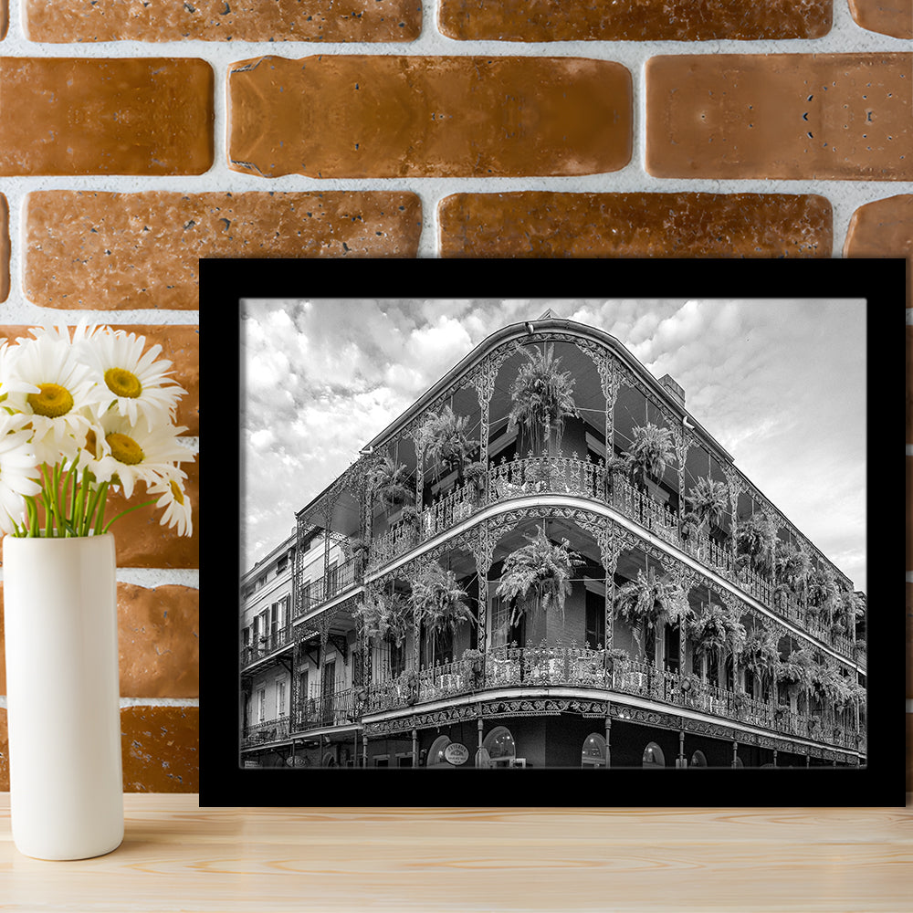 French Quarter New Orleans Los Angeles, Black and White, Vintage Wall Art, Framed Art Print Wall Decor