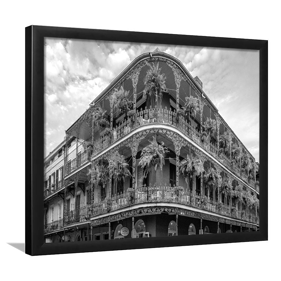French Quarter New Orleans Los Angeles, Black and White, Vintage Wall Art, Framed Art Print Wall Decor