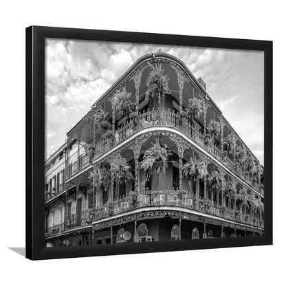 French Quarter New Orleans Los Angeles, Black and White, Vintage Wall Art, Framed Art Print Wall Decor