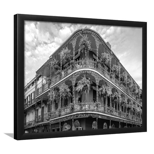 French Quarter New Orleans Los Angeles, Black and White, Vintage Wall Art, Framed Art Print Wall Decor