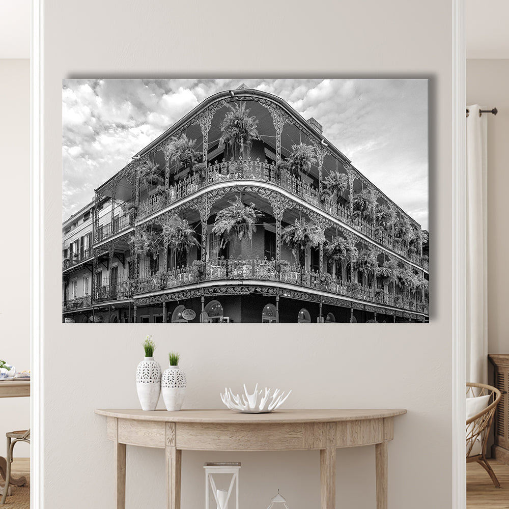 French Quarter New Orleans Los Angeles, Black and White, Vintage Wall Art, Canvas Print Wall Art Decor