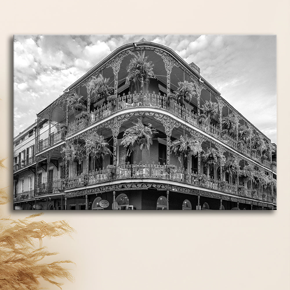 French Quarter New Orleans Los Angeles, Black and White, Vintage Wall Art, Canvas Print Wall Art Decor