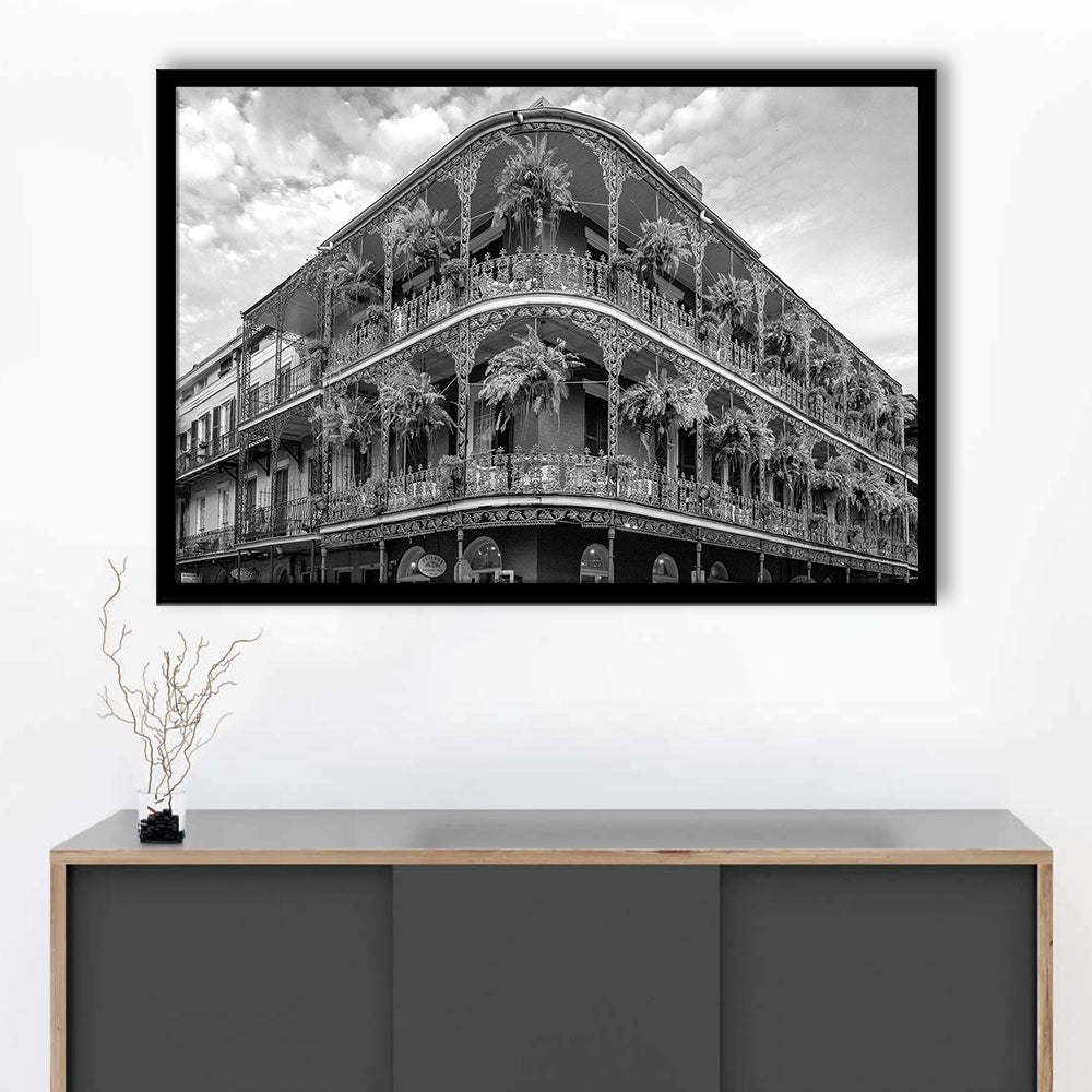 French Quarter New Orleans Los Angeles, Black and White, Vintage Wall Art, Framed Art Print Wall Decor