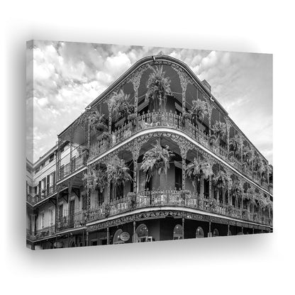 French Quarter New Orleans Los Angeles, Black and White, Vintage Wall Art, Canvas Print Wall Art Decor