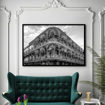 French Quarter New Orleans Los Angeles, Black and White, Vintage Wall Art, Framed Art Print Wall Decor