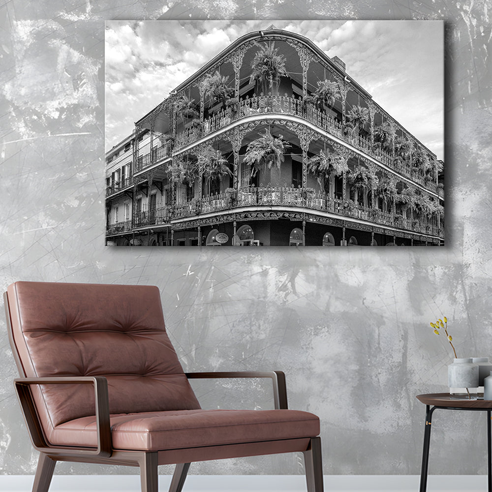 French Quarter New Orleans Los Angeles, Black and White, Vintage Wall Art, Canvas Print Wall Art Decor