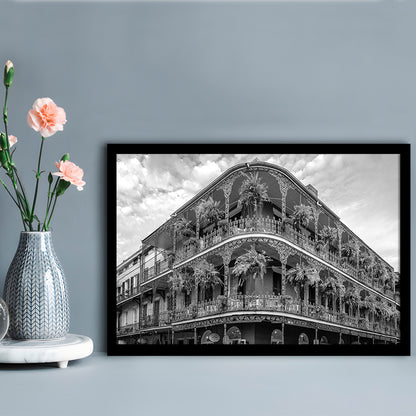 French Quarter New Orleans Los Angeles, Black and White, Vintage Wall Art, Framed Art Print Wall Decor