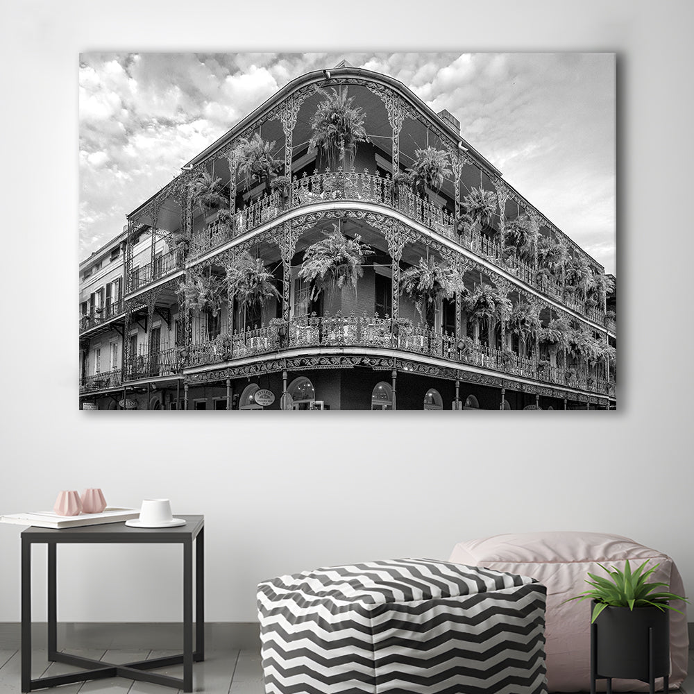 French Quarter New Orleans Los Angeles, Black and White, Vintage Wall Art, Canvas Print Wall Art Decor