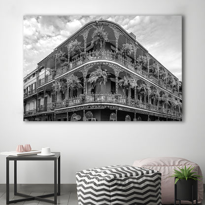 French Quarter New Orleans Los Angeles, Black and White, Vintage Wall Art, Canvas Print Wall Art Decor