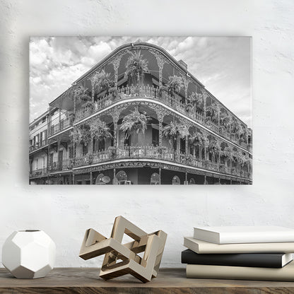 French Quarter New Orleans Los Angeles, Black and White, Vintage Wall Art, Canvas Print Wall Art Decor