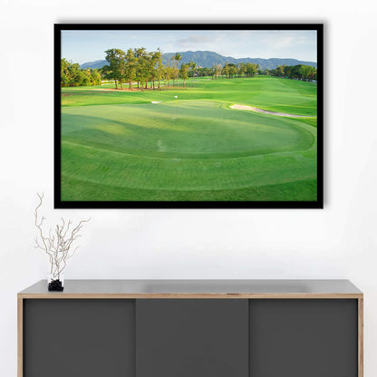 Fresh Green Grass On The Golf Course, Framed Art Print Wall Decor, Picture Framed