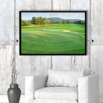 Fresh Green Grass On The Golf Course, Floating Framed Canvas Print Wall Art
