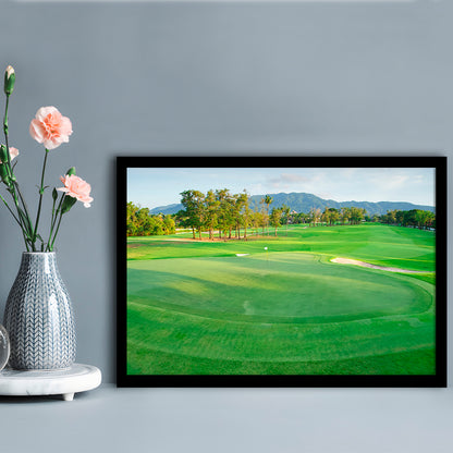 Fresh Green Grass On The Golf Course, Framed Art Print Wall Decor, Picture Framed