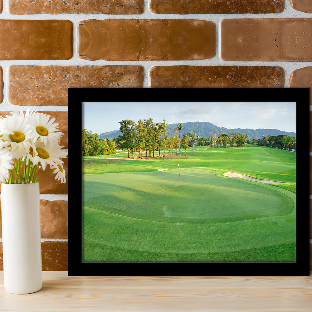 Fresh Green Grass On The Golf Course, Framed Art Print Wall Decor, Picture Framed
