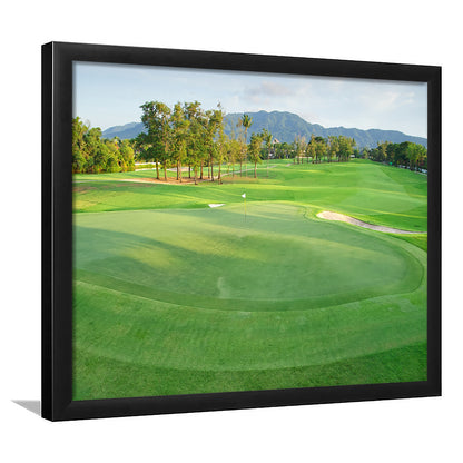 Fresh Green Grass On The Golf Course, Framed Art Print Wall Decor, Picture Framed