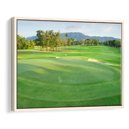 Fresh Green Grass On The Golf Course, Floating Framed Canvas Print Wall Art