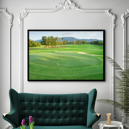 Fresh Green Grass On The Golf Course, Framed Art Print Wall Decor, Picture Framed