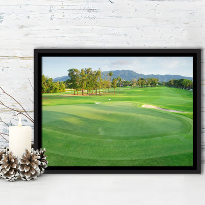Fresh Green Grass On The Golf Course, Floating Framed Canvas Print Wall Art