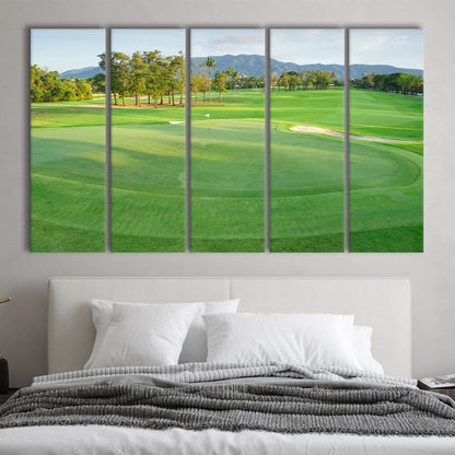 Fresh Green Grass On The Golf Course, Golf Art Print, Extra Large Canvas Print Wall Art
