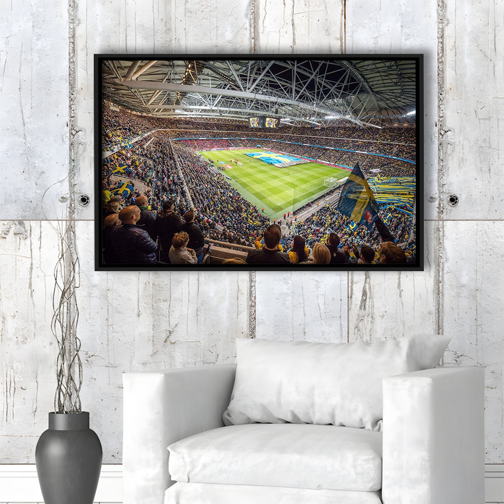 Friends Arena, Stadium Canvas, Sport Art, Framed Canvas Print Wall Art, Floating Frame