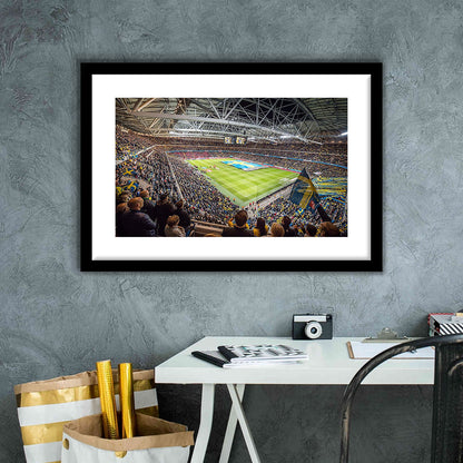 Friends Arena, Stadium Canvas, Sport Art, Gift for him, White Border Framed Art Print Wall Decor