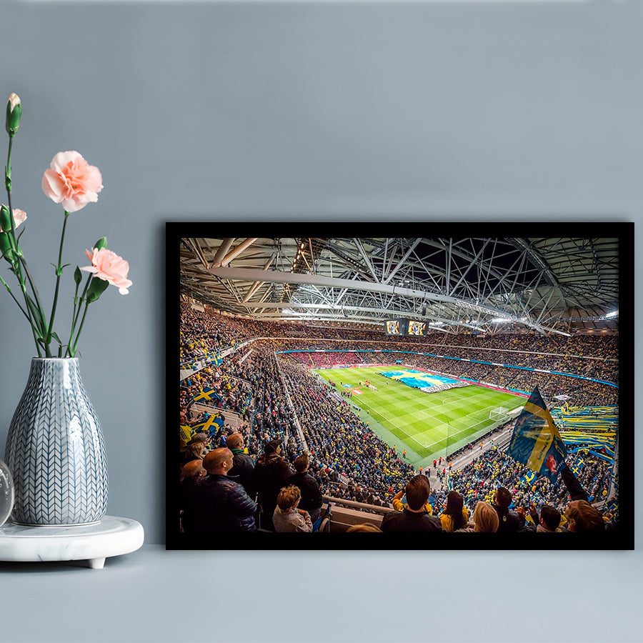 Friends Arena, Stadium Canvas, Sport Art, Gift for him, Framed Art Print Wall Decor, Picture Framed