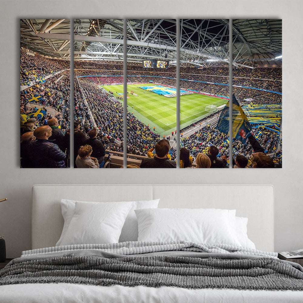 Friends Arena, Stadium Canvas, Sport Art, 5 Panel B, Extra Large Canvas, Canvas Print Wall Art
