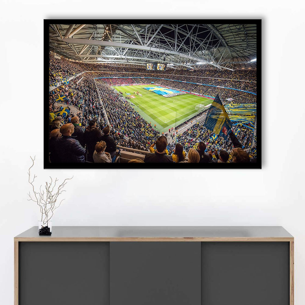 Friends Arena, Stadium Canvas, Sport Art, Gift for him, Framed Art Print Wall Decor, Picture Framed