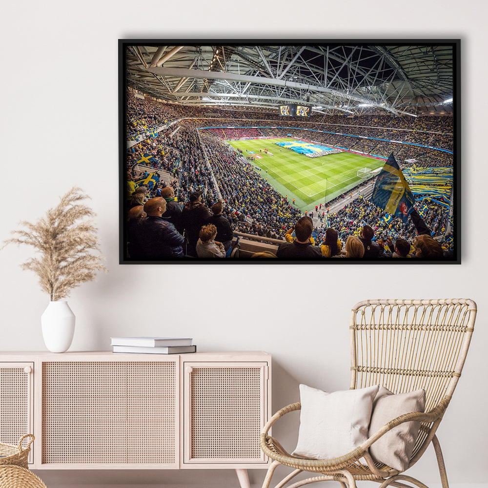 Friends Arena, Stadium Canvas, Sport Art, Framed Canvas Print Wall Art, Floating Frame