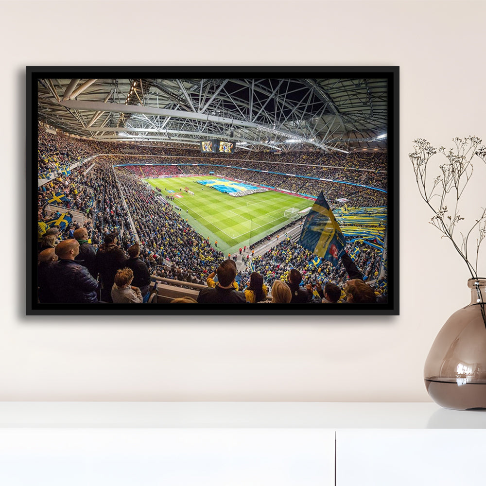 Friends Arena, Stadium Canvas, Sport Art, Framed Canvas Print Wall Art, Floating Frame