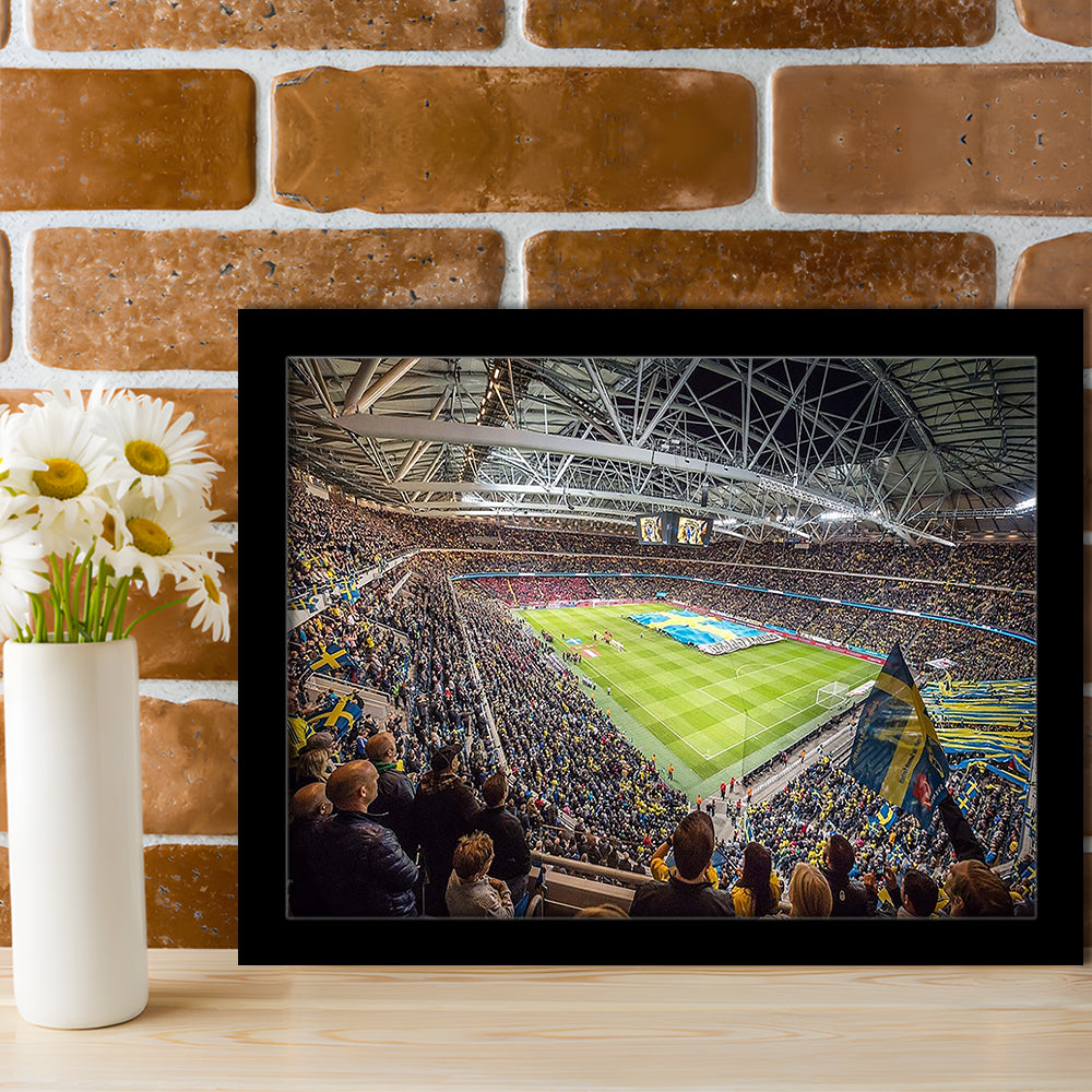 Friends Arena, Stadium Canvas, Sport Art, Gift for him, Framed Art Print Wall Decor, Picture Framed
