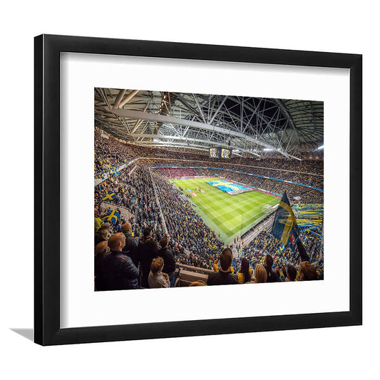 Friends Arena, Stadium Canvas, Sport Art, Gift for him, White Border Framed Art Print Wall Decor