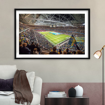 Friends Arena, Stadium Canvas, Sport Art, Gift for him, White Border Framed Art Print Wall Decor