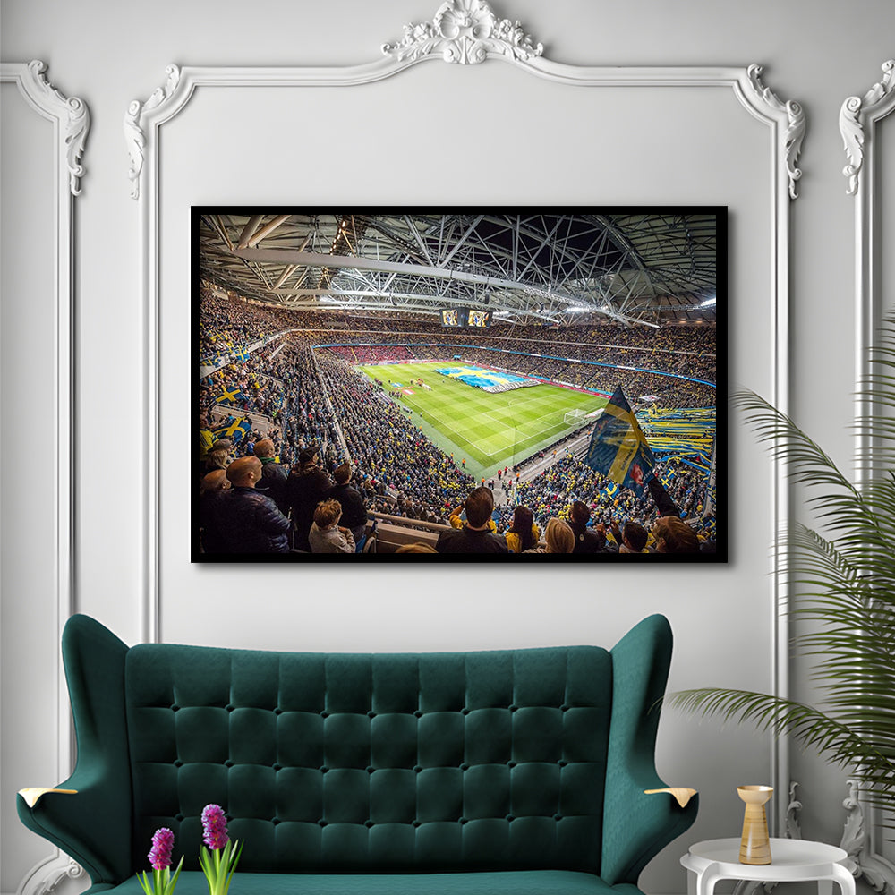 Friends Arena, Stadium Canvas, Sport Art, Gift for him, Framed Art Print Wall Decor, Picture Framed