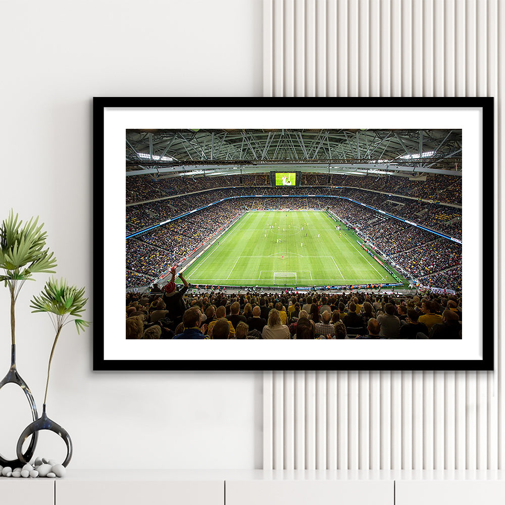 Friends Arena Stadium, Stadium Canvas, Sport Art, Fan Gifts, White Border Framed Art Print Wall Decor