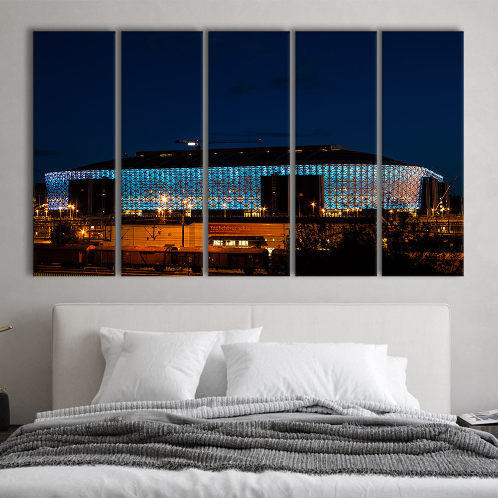 Friends Arena in Stockholm, Stadium Canvas, Sport Art, 5 Panel B, Extra Large Canvas, Canvas Print Wall Art
