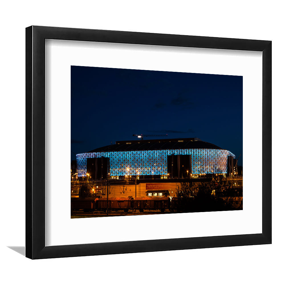 Friends Arena in Stockholm, Stadium Canvas, Sport Art, Gift for him, White Border Framed Art Print Wall Decor