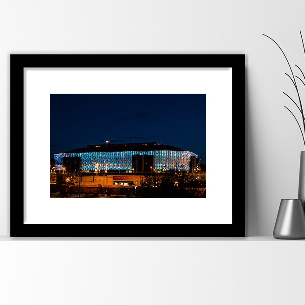 Friends Arena in Stockholm, Stadium Canvas, Sport Art, Gift for him, White Border Framed Art Print Wall Decor