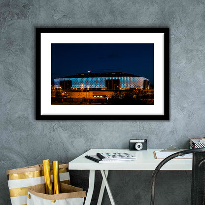 Friends Arena in Stockholm, Stadium Canvas, Sport Art, Gift for him, White Border Framed Art Print Wall Decor