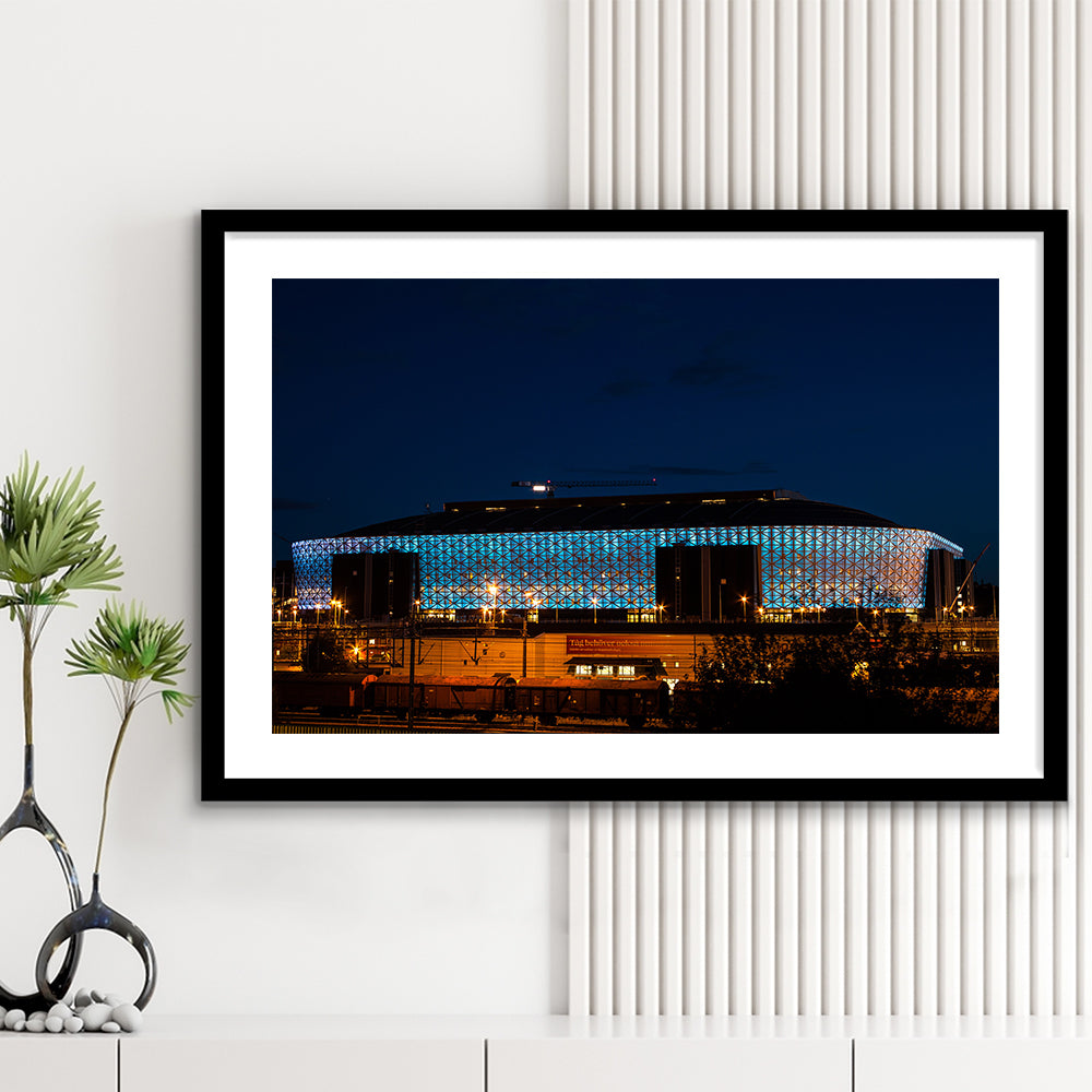 Friends Arena in Stockholm, Stadium Canvas, Sport Art, Gift for him, White Border Framed Art Print Wall Decor