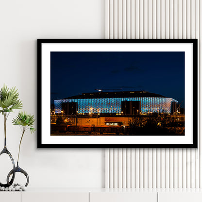 Friends Arena in Stockholm, Stadium Canvas, Sport Art, Gift for him, White Border Framed Art Print Wall Decor